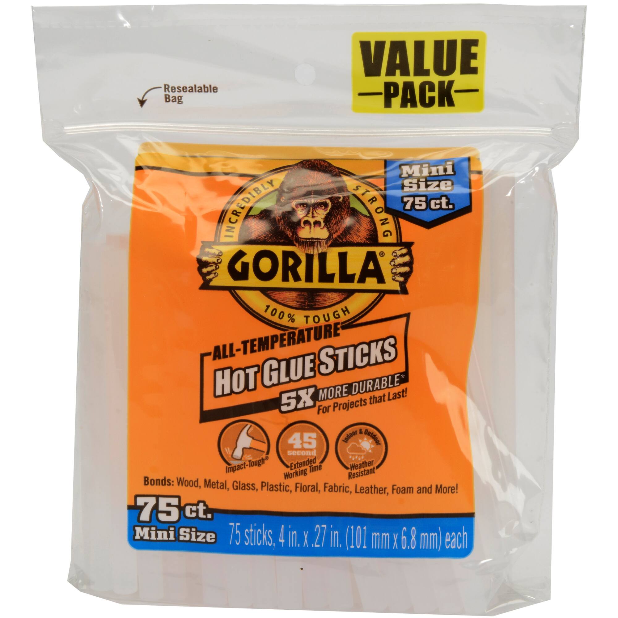Gorilla® 4" High-Temp Mini Glue Sticks, 75ct.